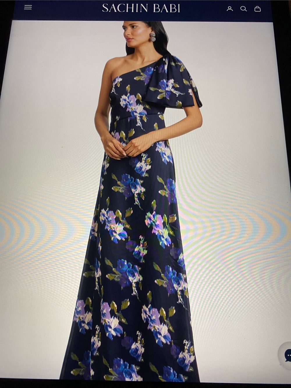 Sachin & Babi Stunning Chelsea Gown In  Midnight Corsage NWT Rare Find